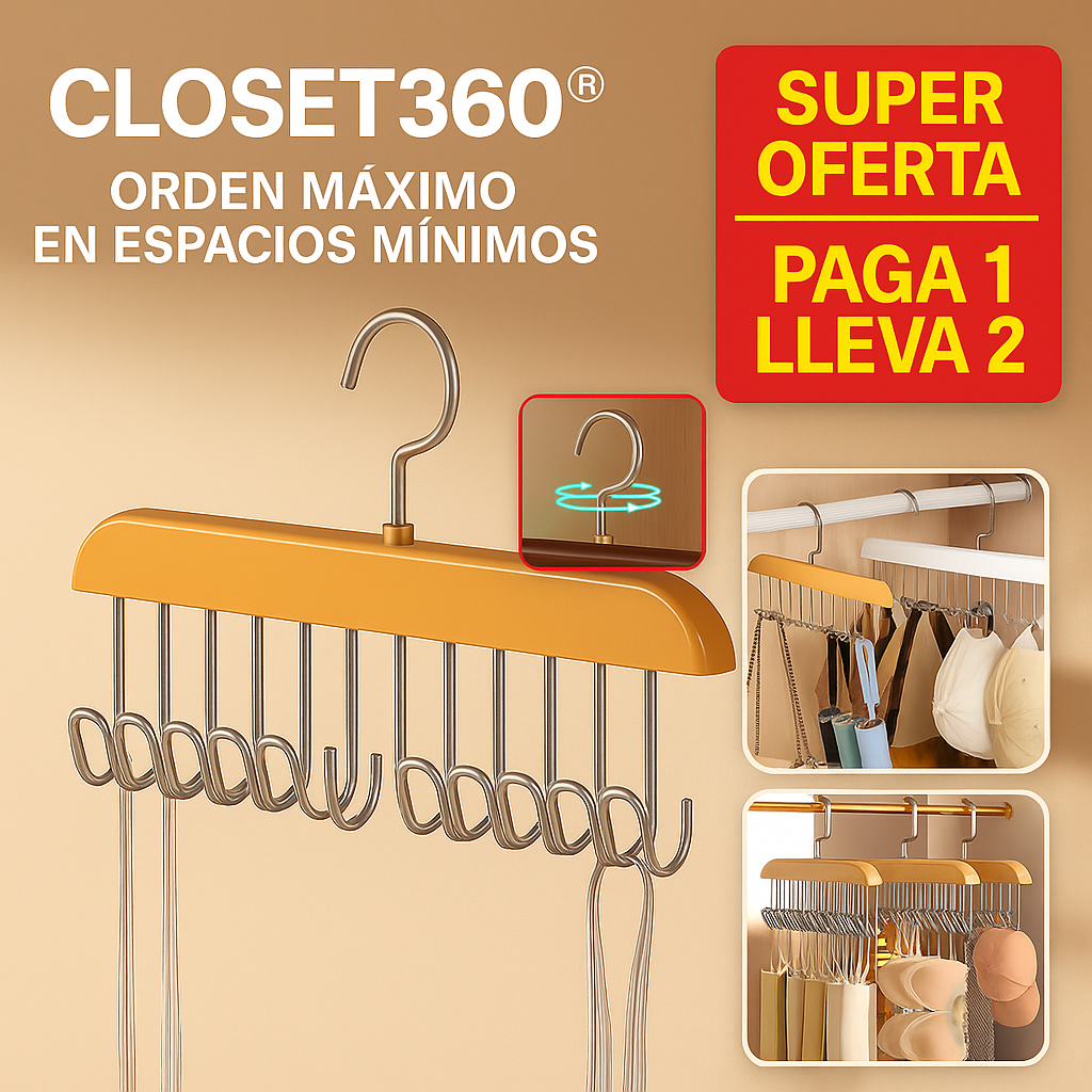 Closet360®x2 PERCHERO DE MADERA