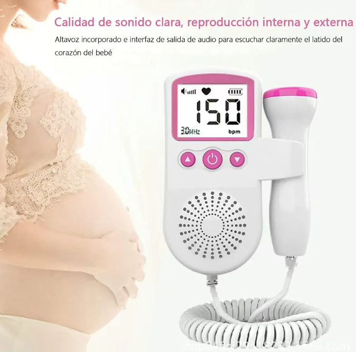 Monitor de Latidos Fetales Doppler Portátil para Embarazo – Pantalla LCD